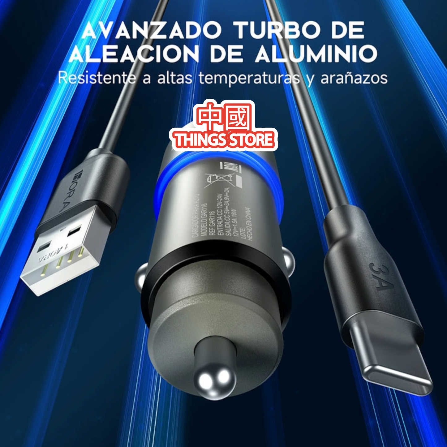 Combo cargador para auto de USB a tipo C