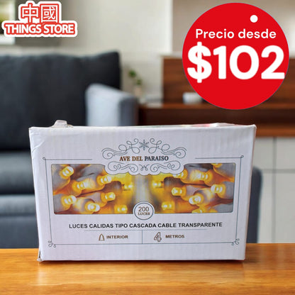 Serie de cascada cálida 200 luces 4m