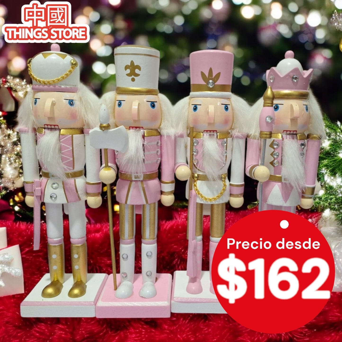 Cascanueces navideño color rosa