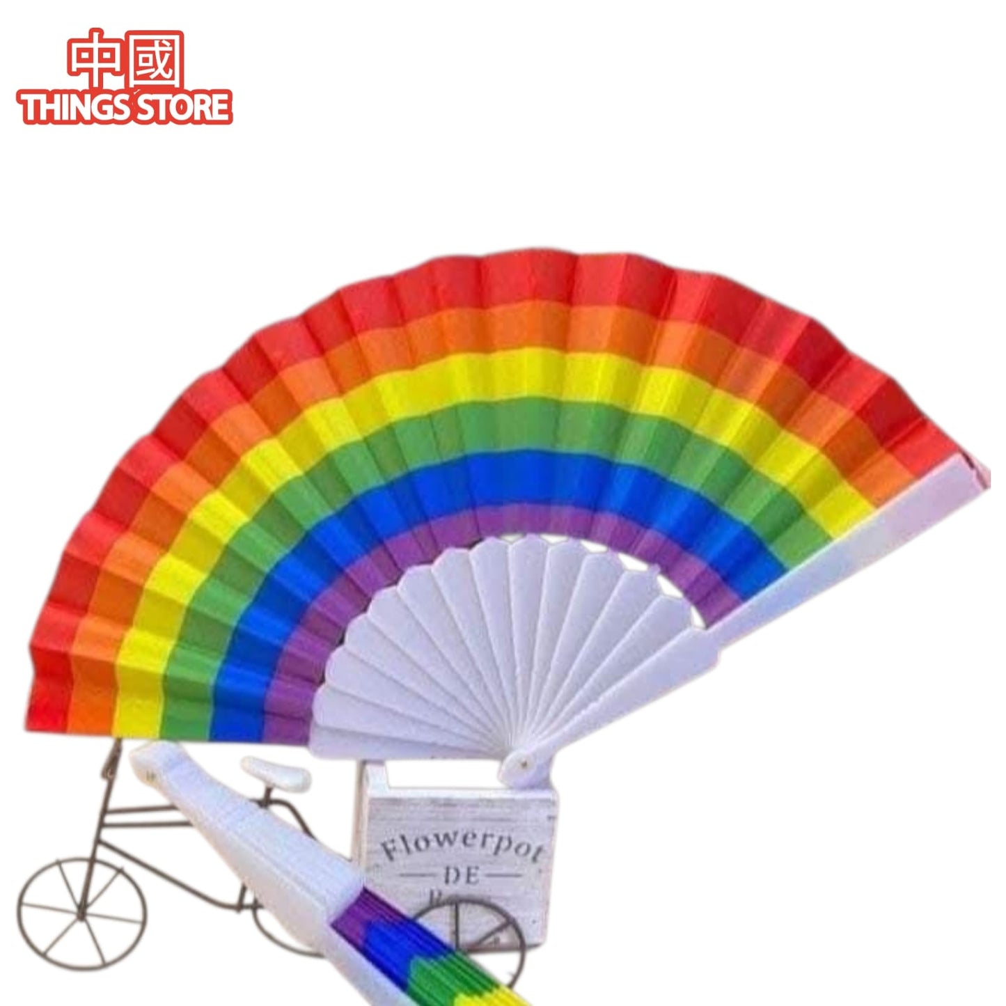 Abanico con diseño de arcoíris