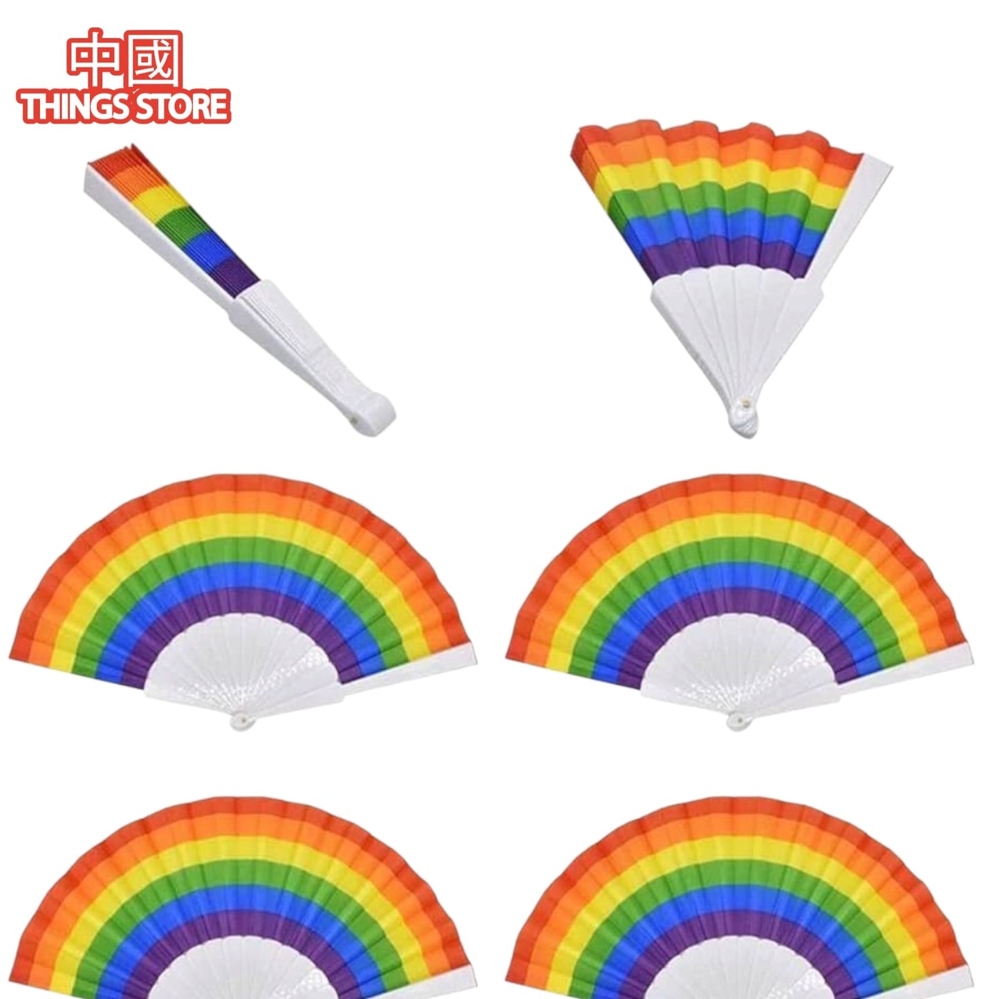 Abanico con diseño de arcoíris
