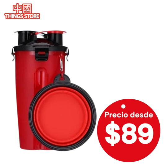 Vaso con tazón plegable para mascotas
