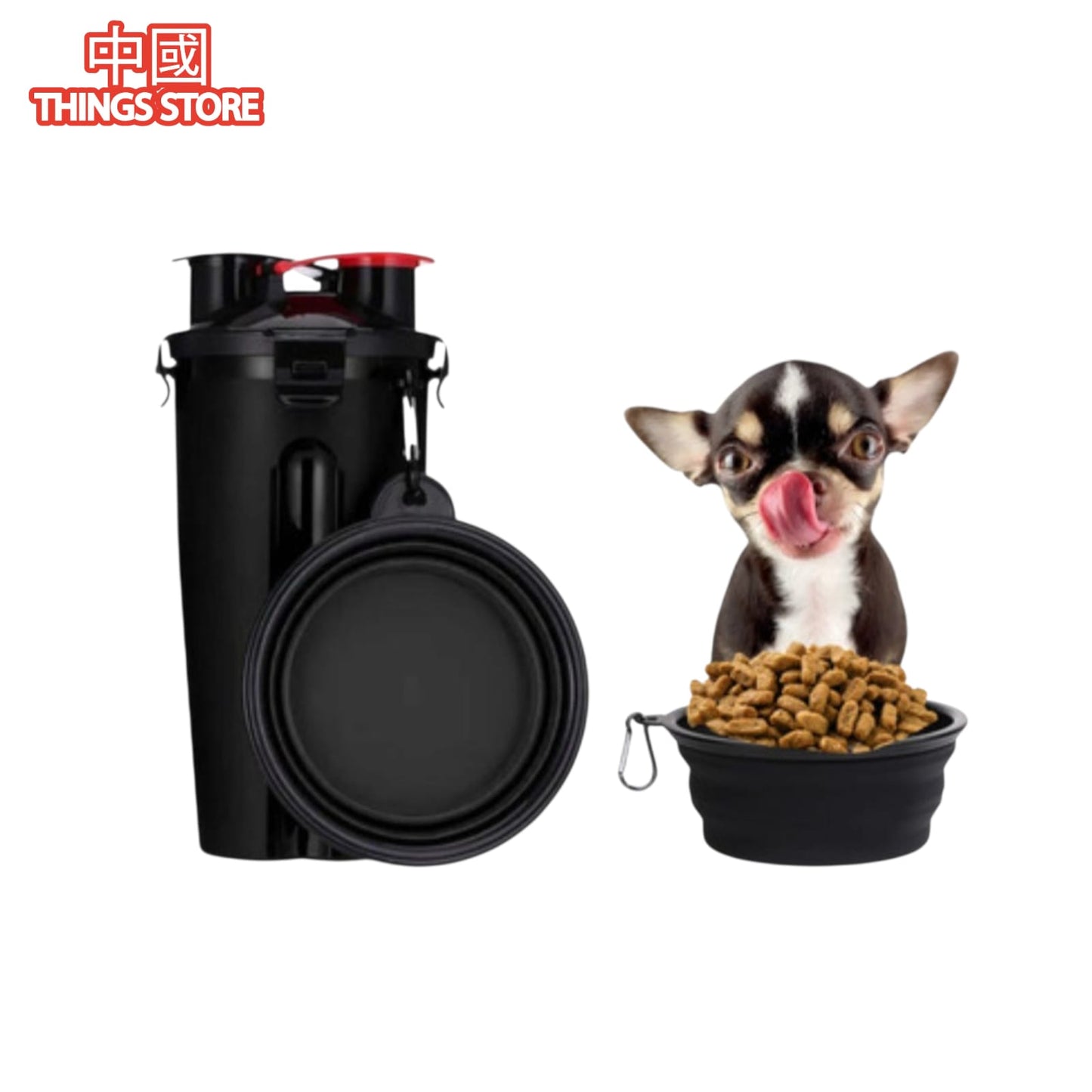 Vaso con tazón plegable para mascotas