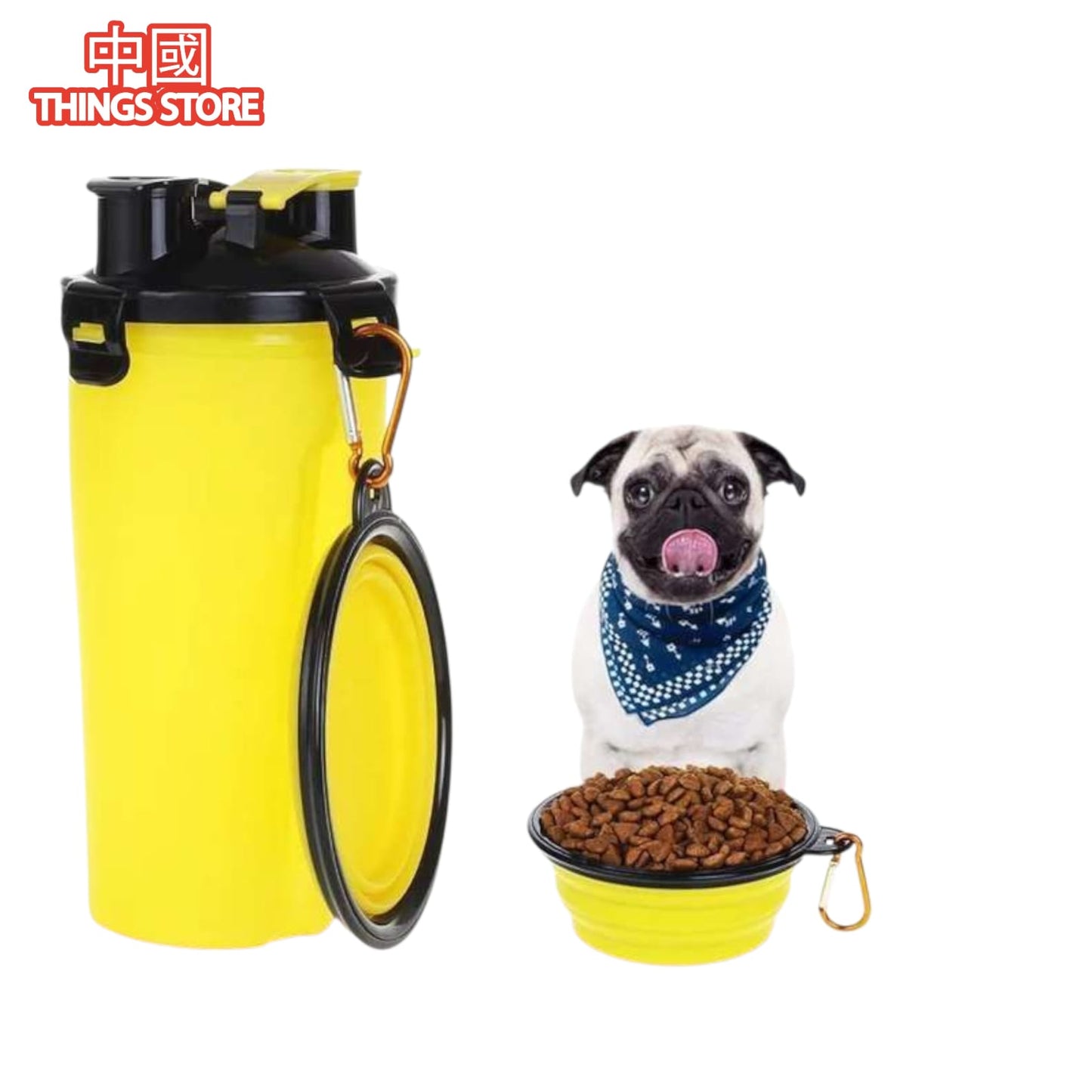 Vaso con tazón plegable para mascotas