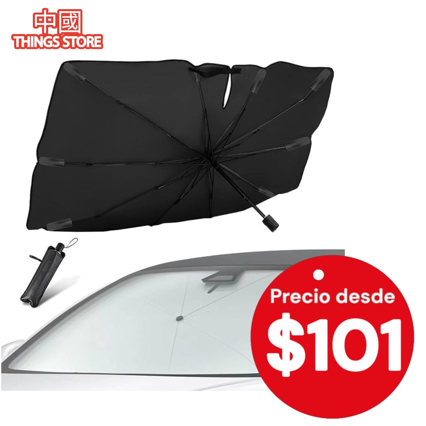 Cubre parabrisas plegable de baston