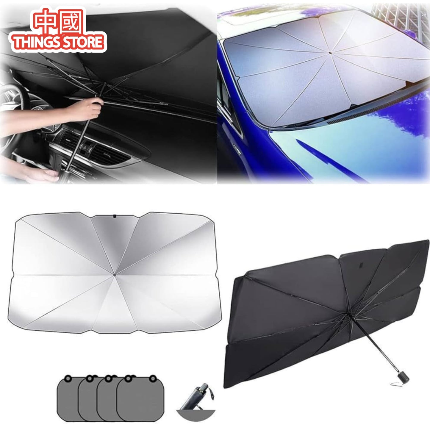 Cubre parabrisas plegable de baston