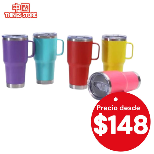 Termo liso tipo yeti con asa