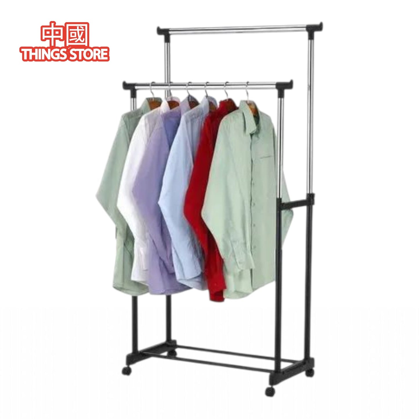 Rack organizador doble para ropa perchero closet con ruedas