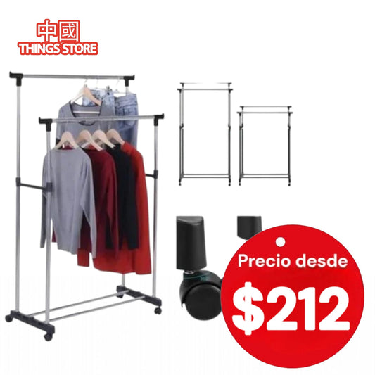 Rack organizador doble para ropa perchero closet con ruedas