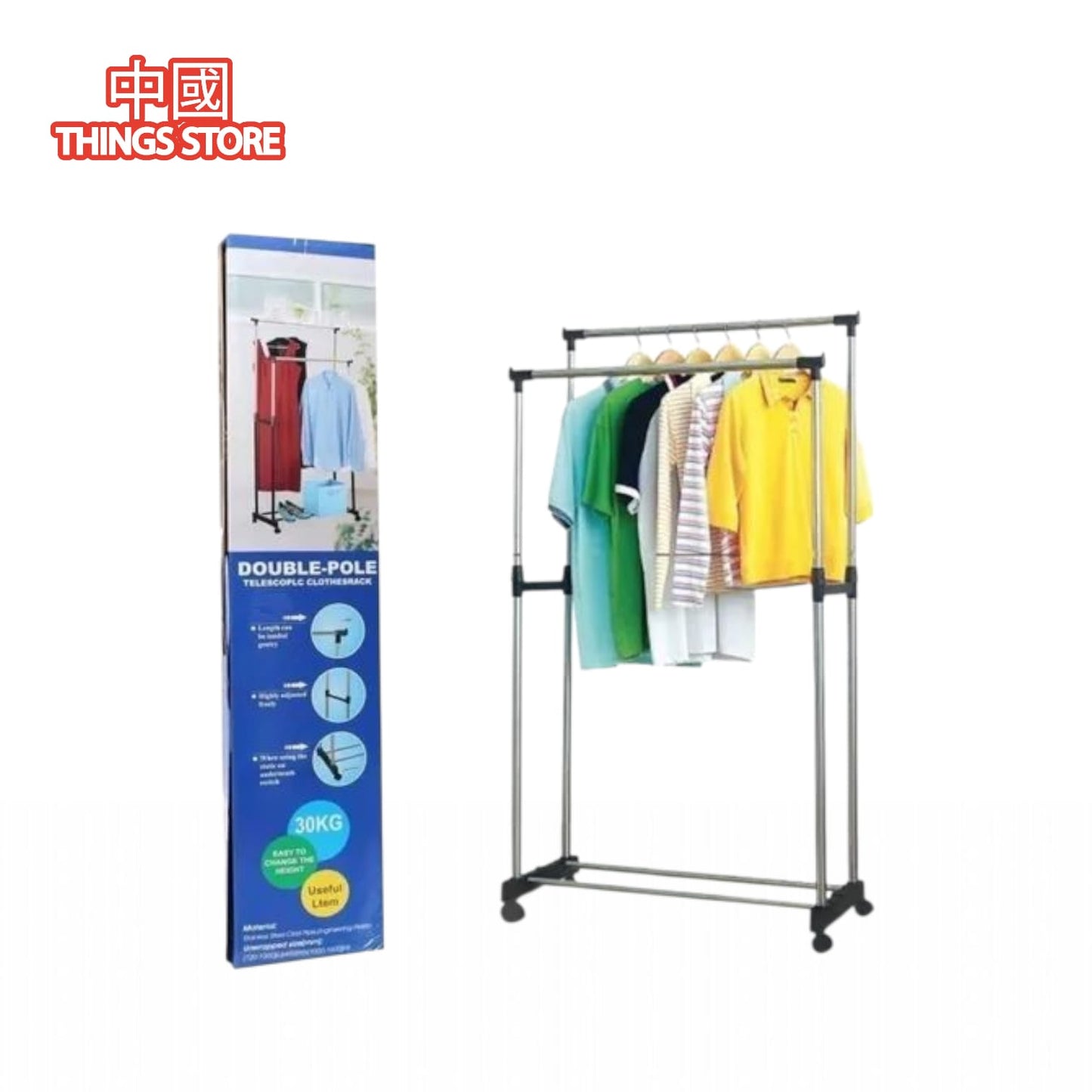 Rack organizador doble para ropa perchero closet con ruedas