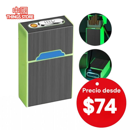 Cigarrera neon con encendedor