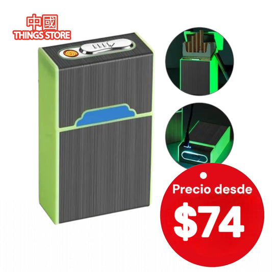 Cigarrera neon con encendedor