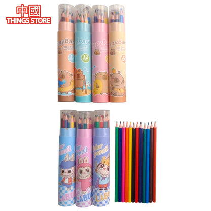 Bote de 12 colores con sacapuntas