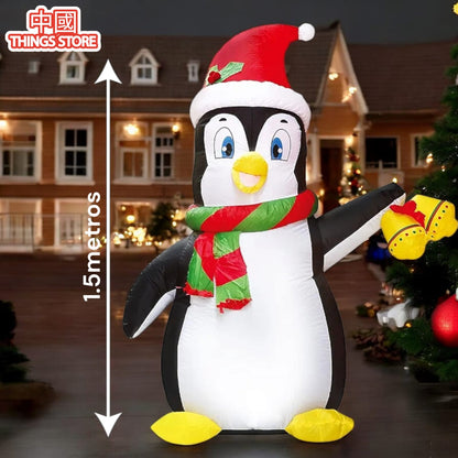 Inflable de pingüino navideño 1.5 metros