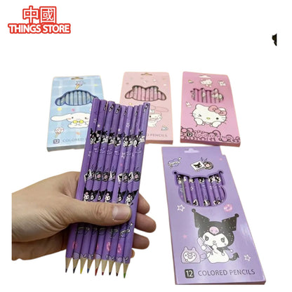 Paquete de lápices de colores con personajes