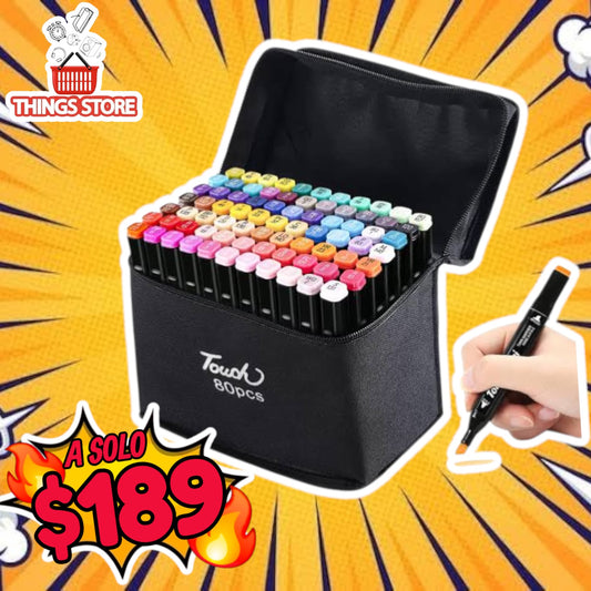 Plumones de doble punta 80pz