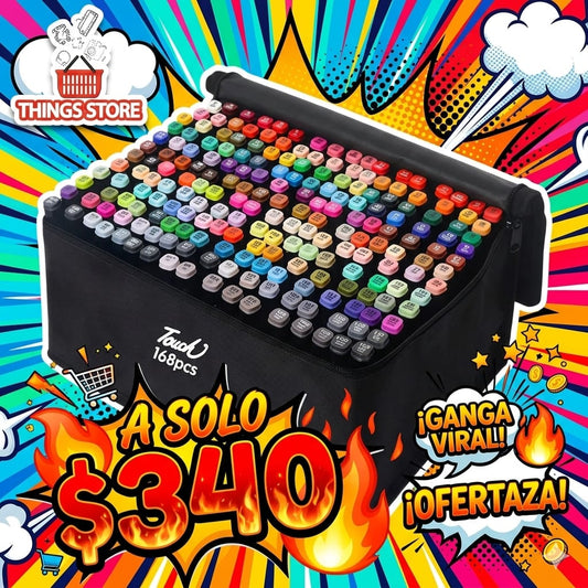 Plumones de doble punta 168 pz