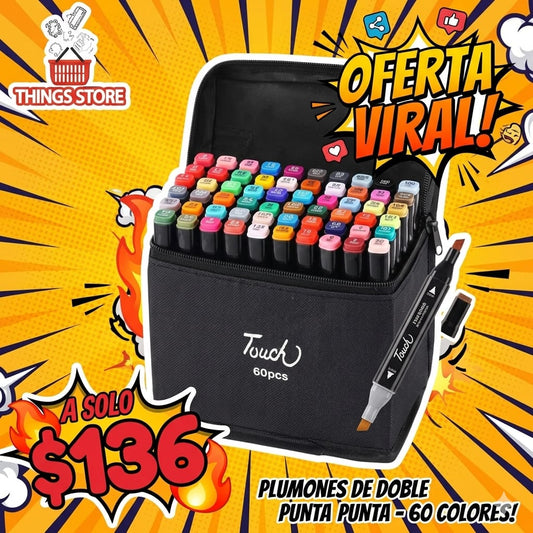 Plumones de doble punta 60pz