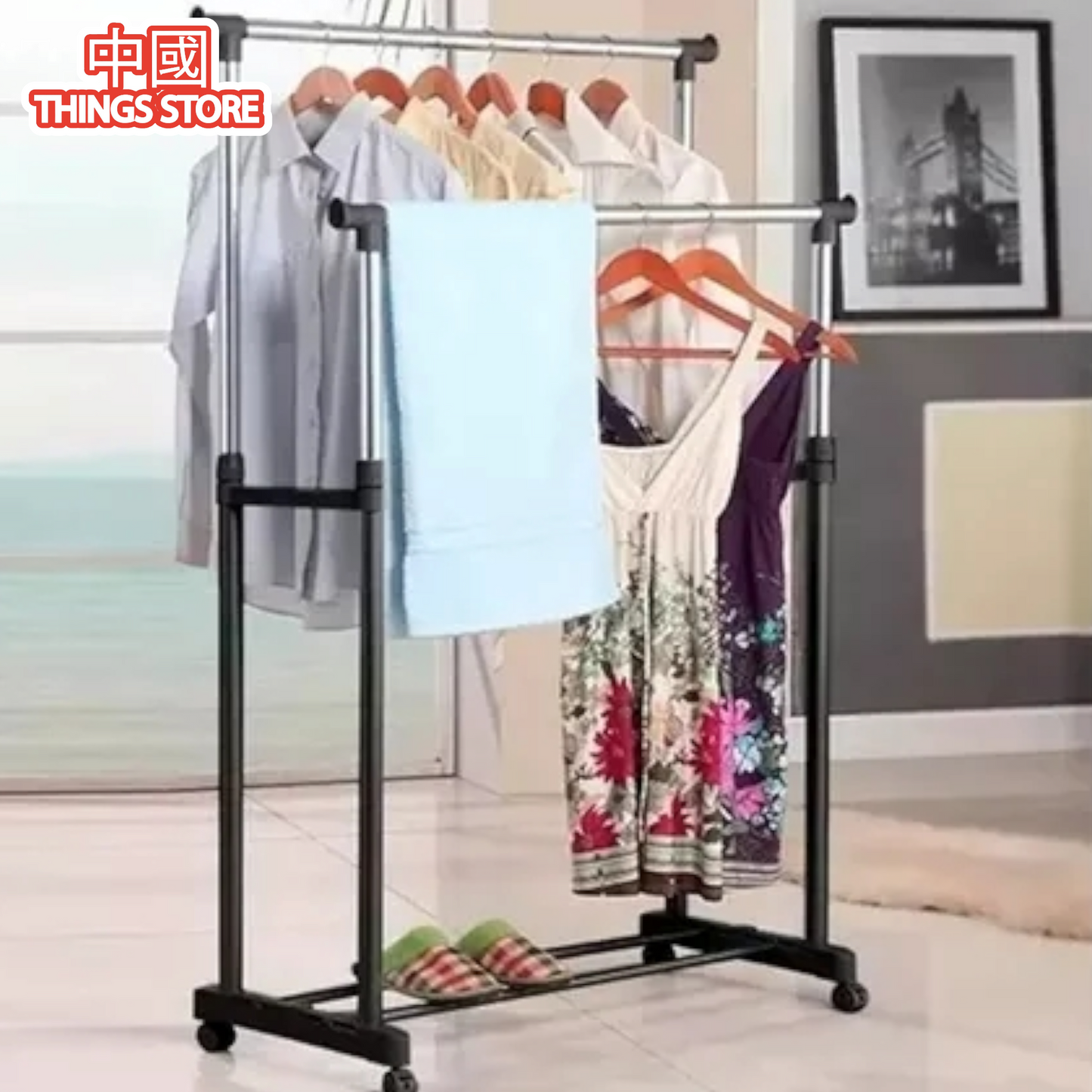 Perchero para ropa doble