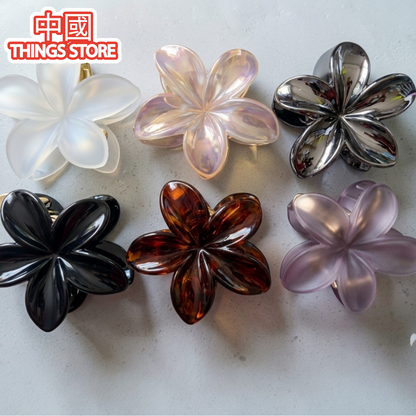 Pinza para cabello de flores transparente
