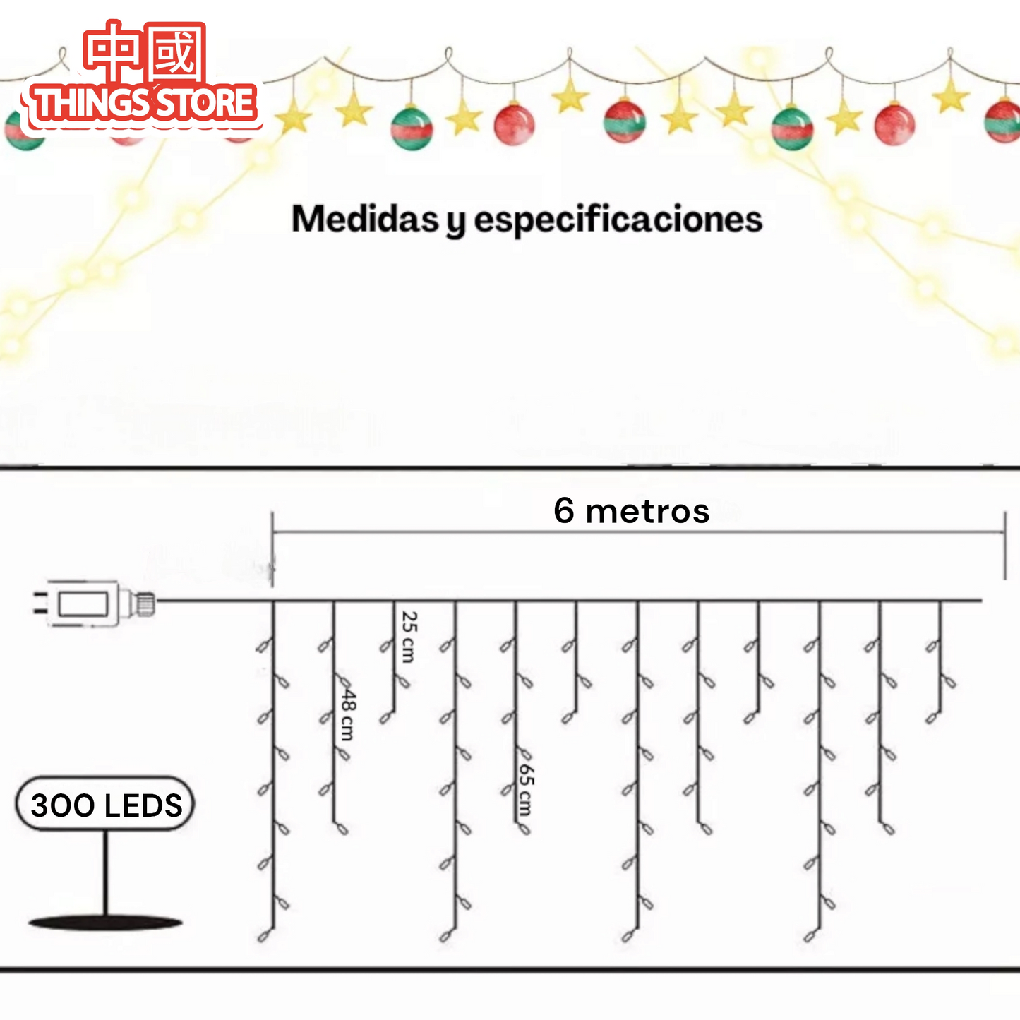 Serie cascada cálida 300LED 6m