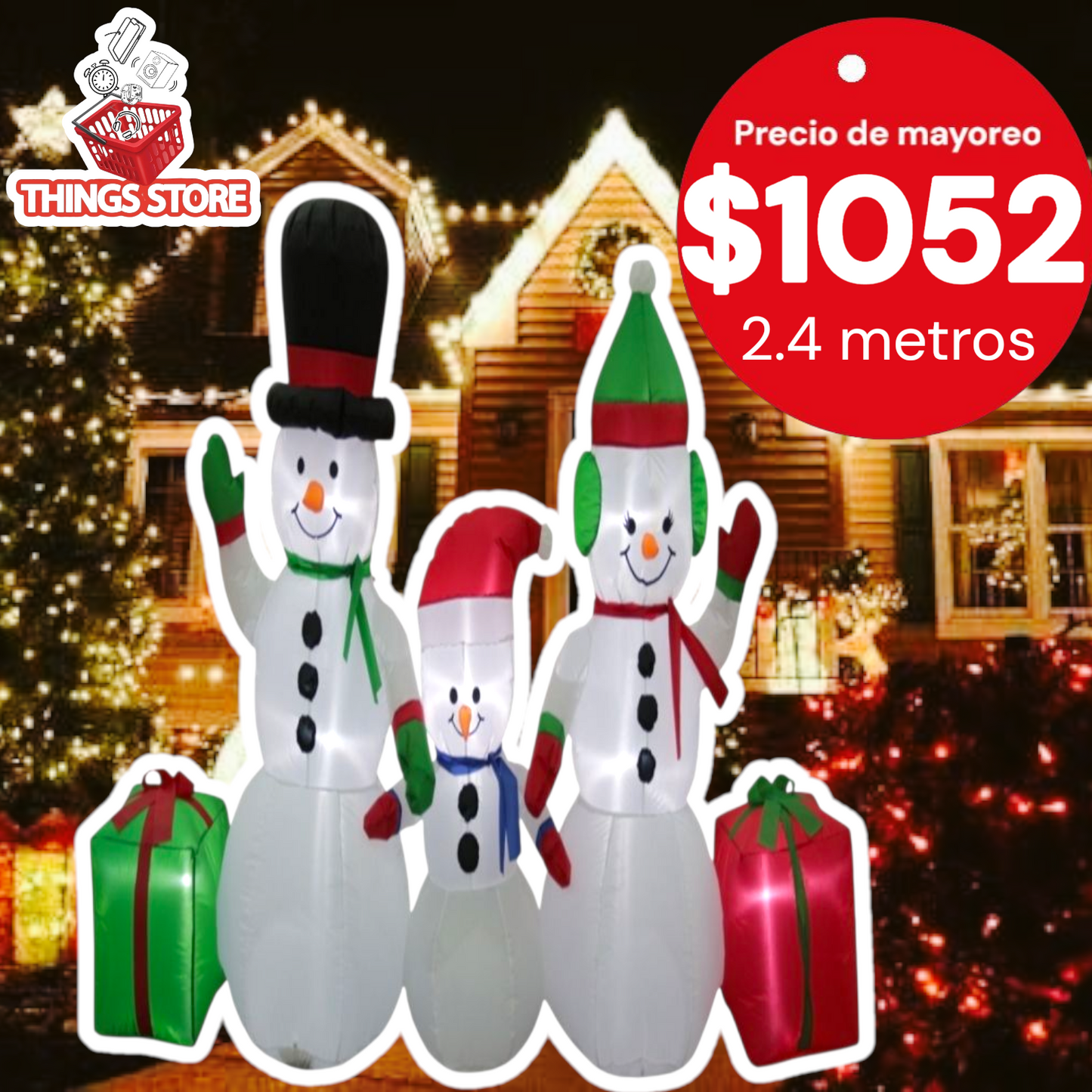 Familia de muñecos de nieve inflable