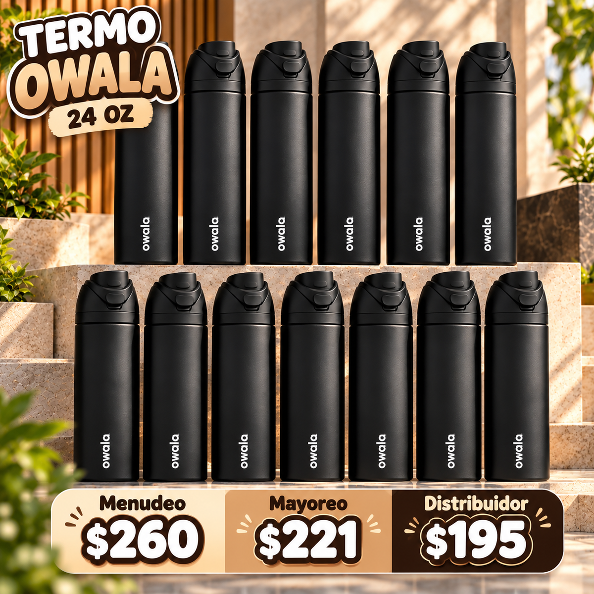 Termo owala negro 24oz 🧿