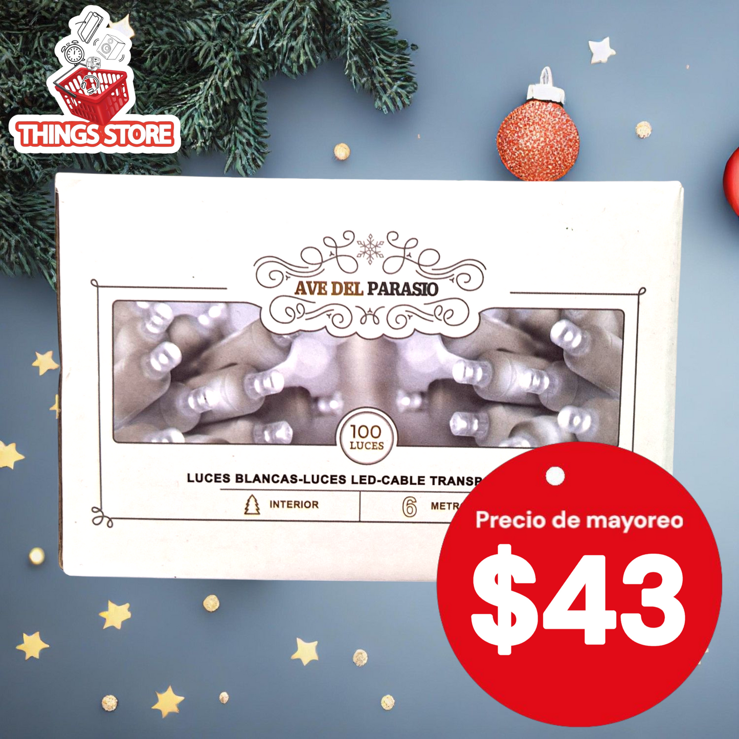 Serie blanca 100 luces 6m