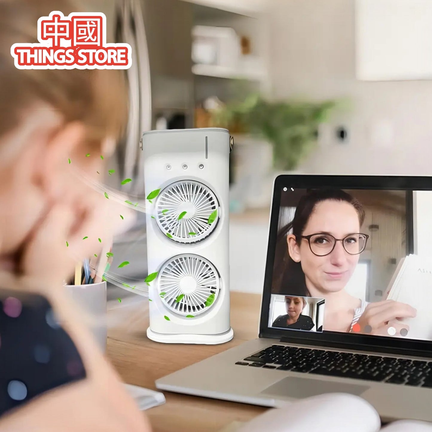 Ventilador con humidificador doble