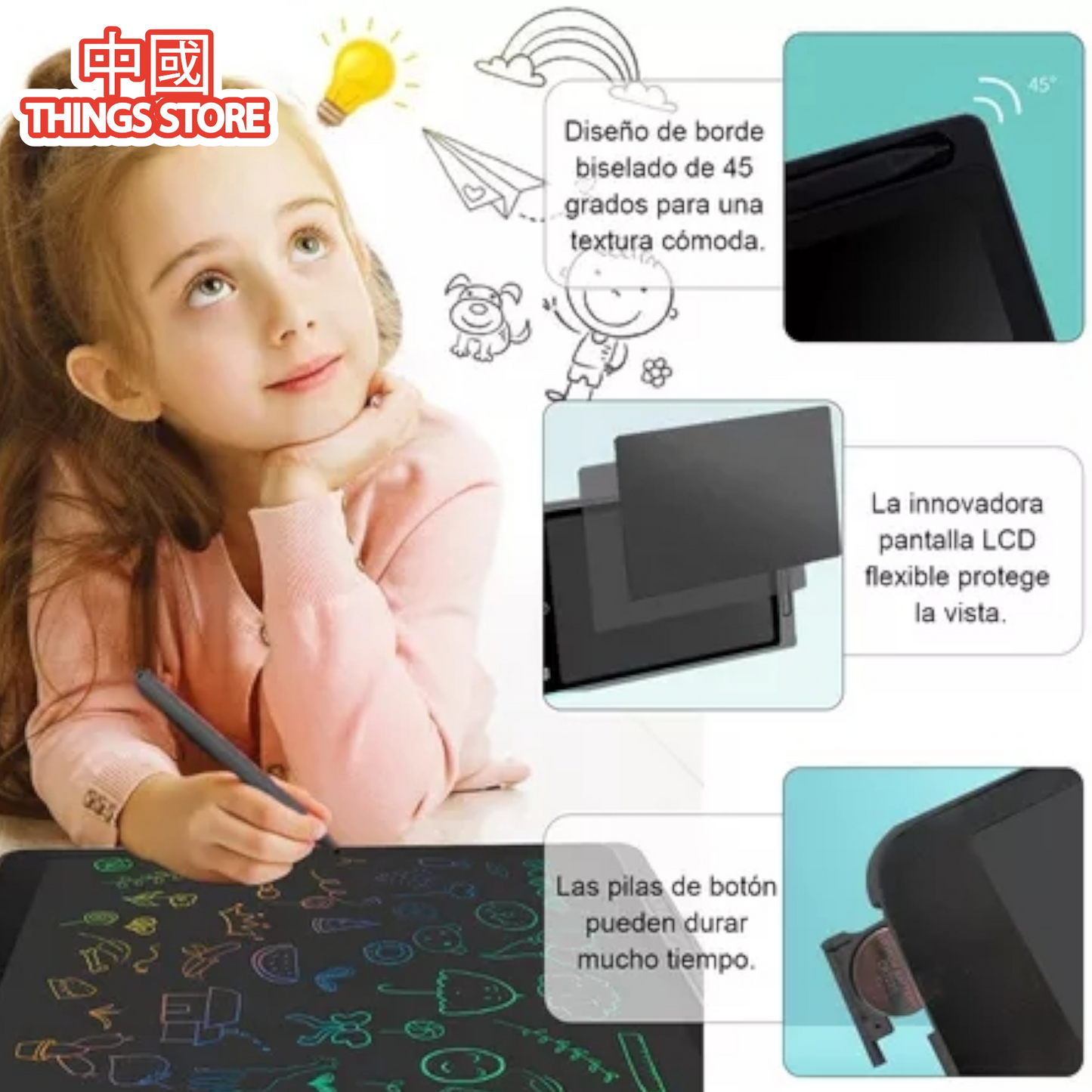 Pizarra magica de colores de 16 pulgadas