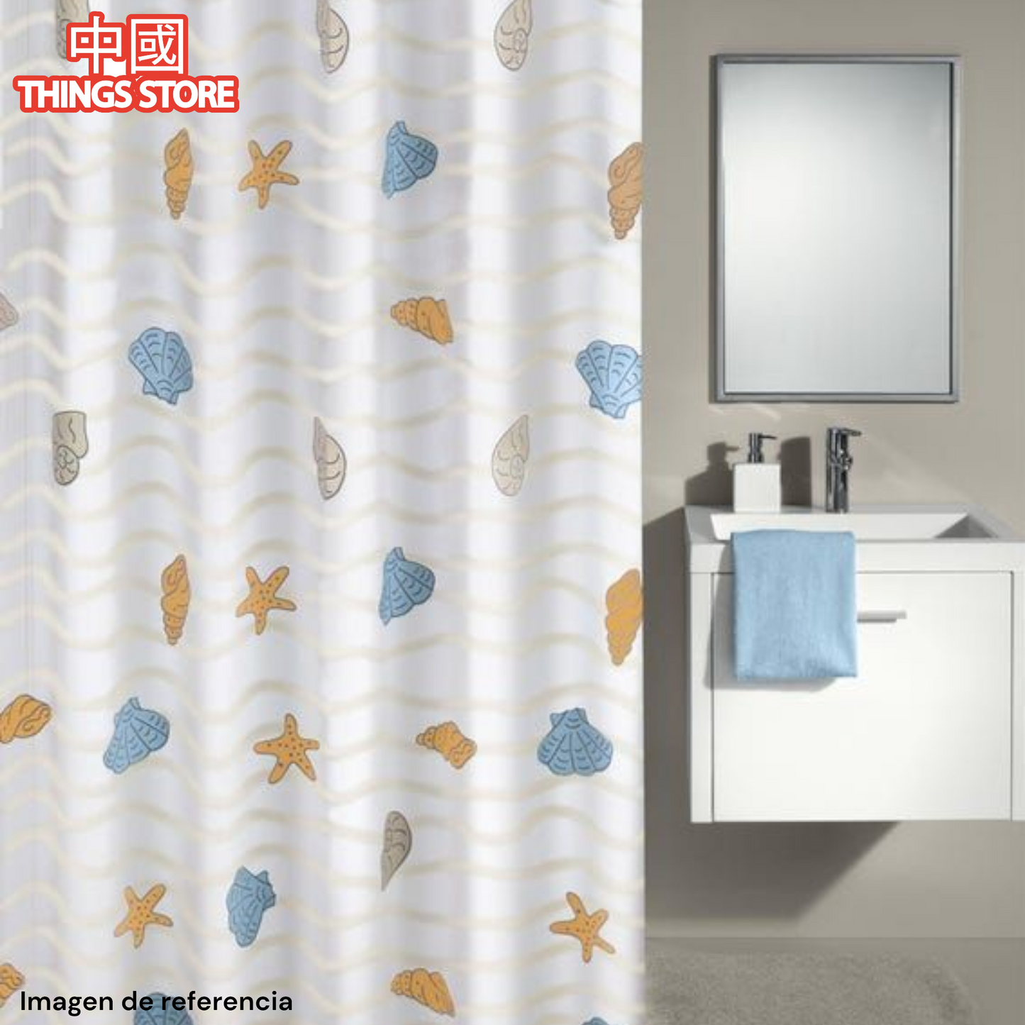 Cortina de baño con diseño 180cm x 180cm