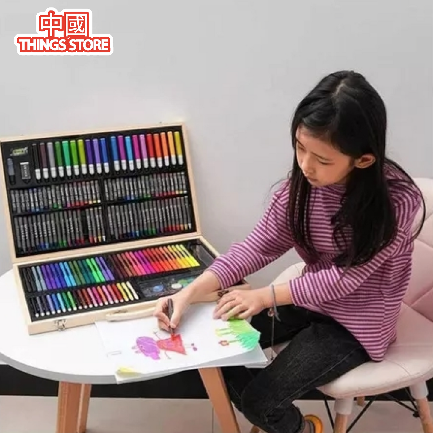 Set de arte de 180 piezas de madera