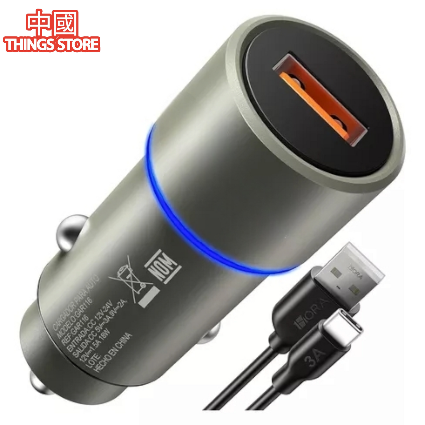 Combo cargador para auto de USB a tipo C