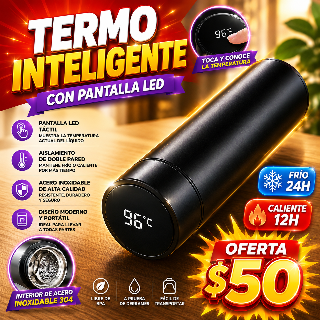 Termo digital 500ml