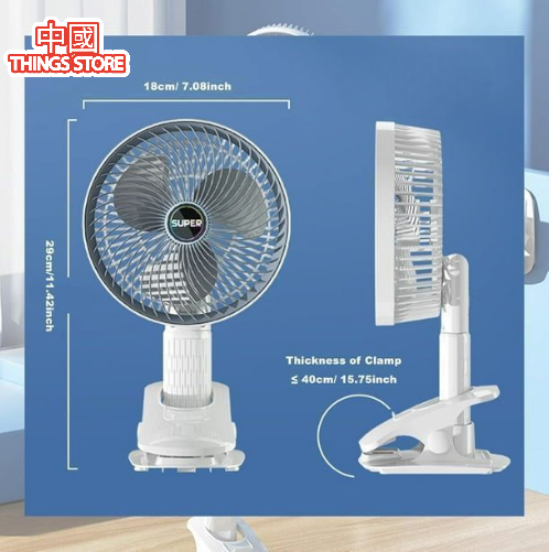 Ventilador de mano con pinza