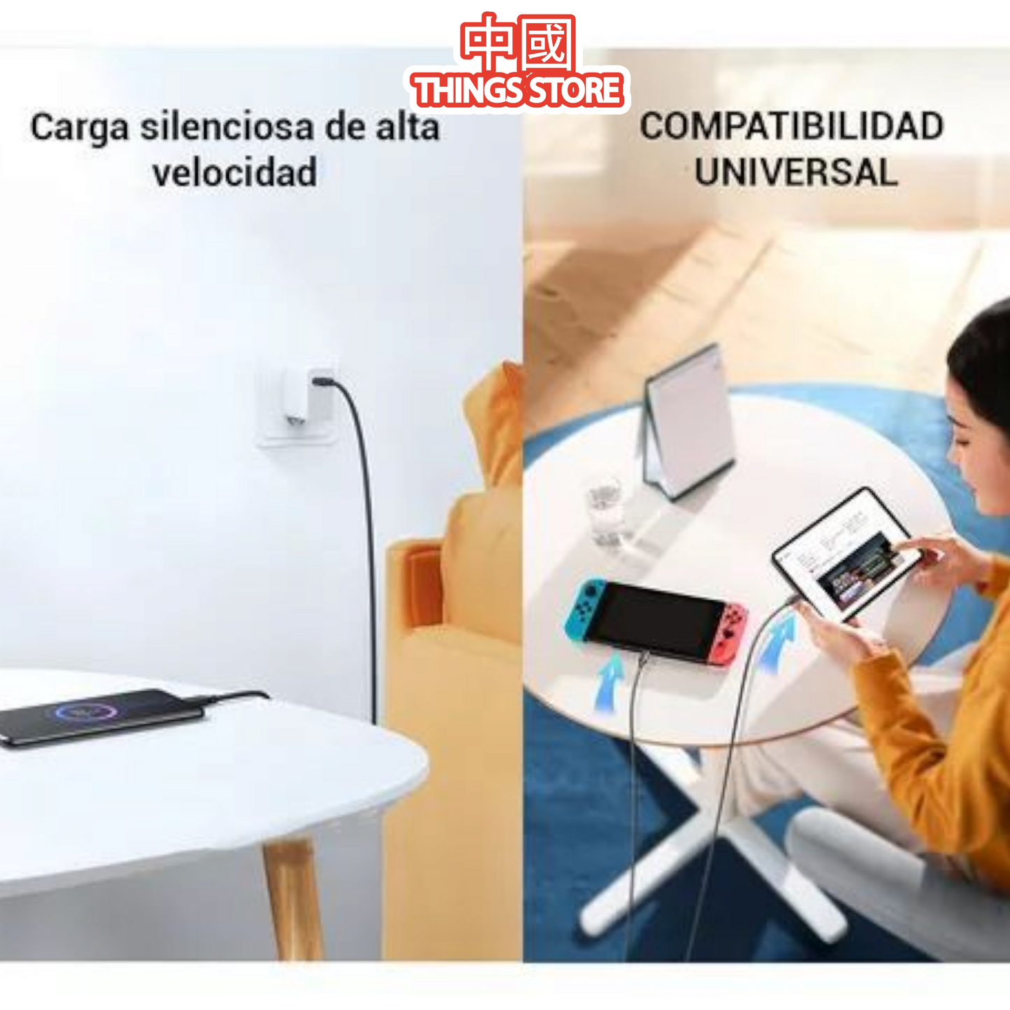 Cable 1m V8 blanco promoción 3X2