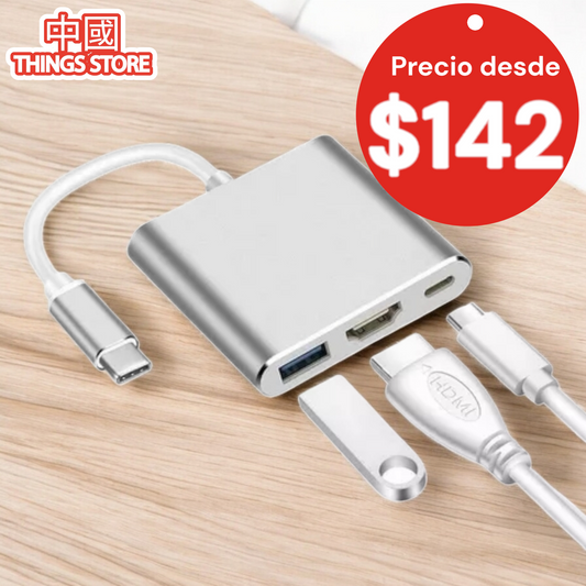 Adaptador tipo C a HDMI, USB y tipo C