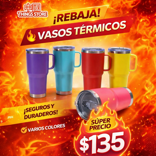 Termo liso tipo yeti con asa