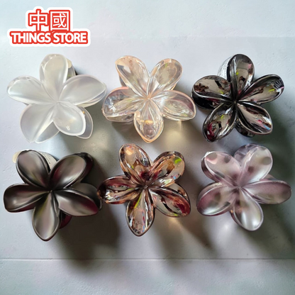 Pinza para cabello de flores transparente