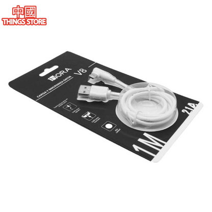 Cable V8 1m blanco promoción 3X2
