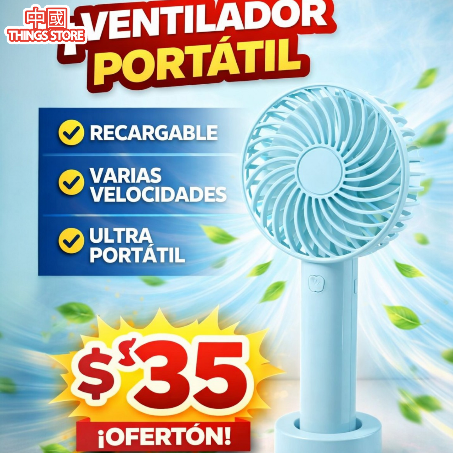 Ventilador de mano con base