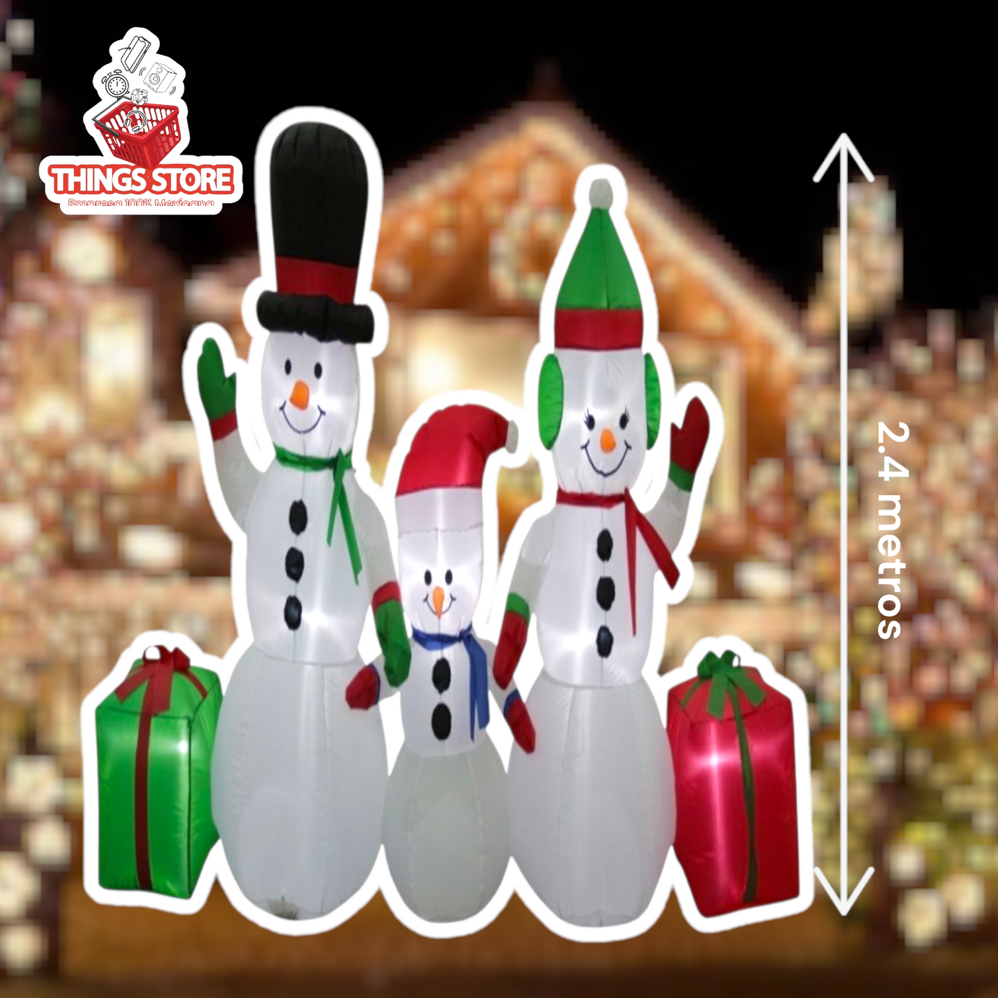 Familia de muñecos de nieve inflable