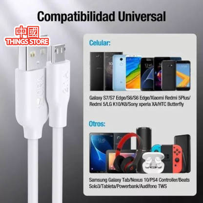 Cable V8 1m blanco promoción 3X2