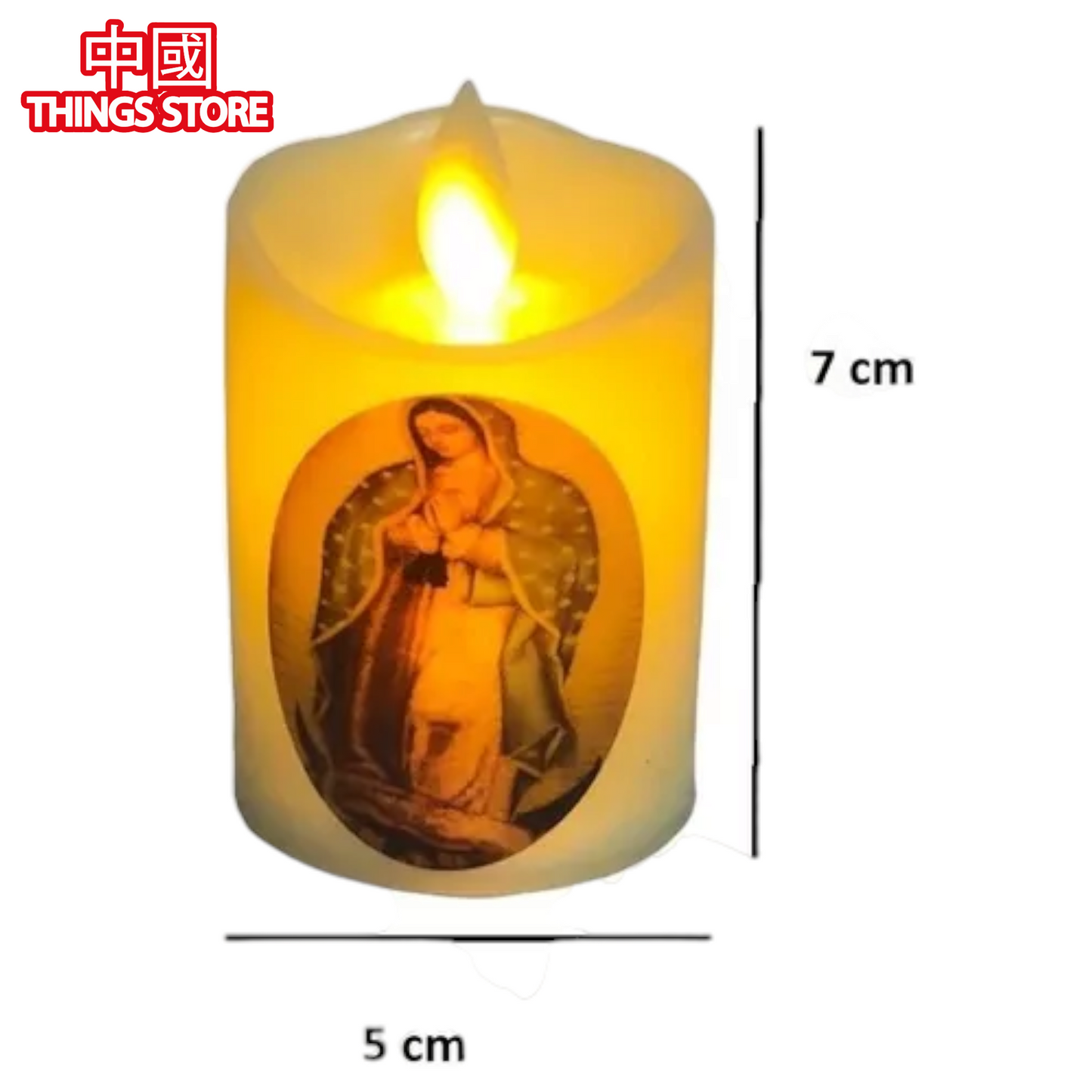 Vela con diseño de virgen