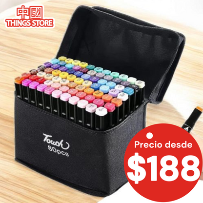 Plumones de doble punta 80pz