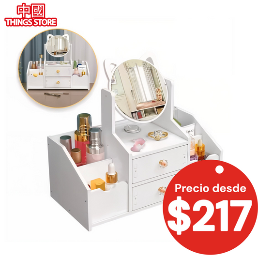 Organizador con espejo redondo