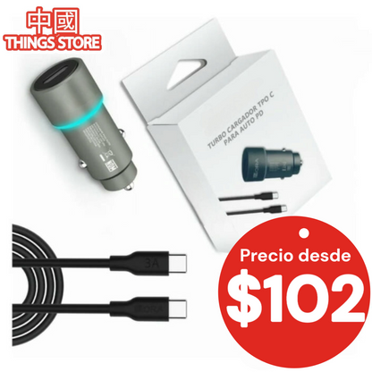 Combo cargador para auto de tipo C a C
