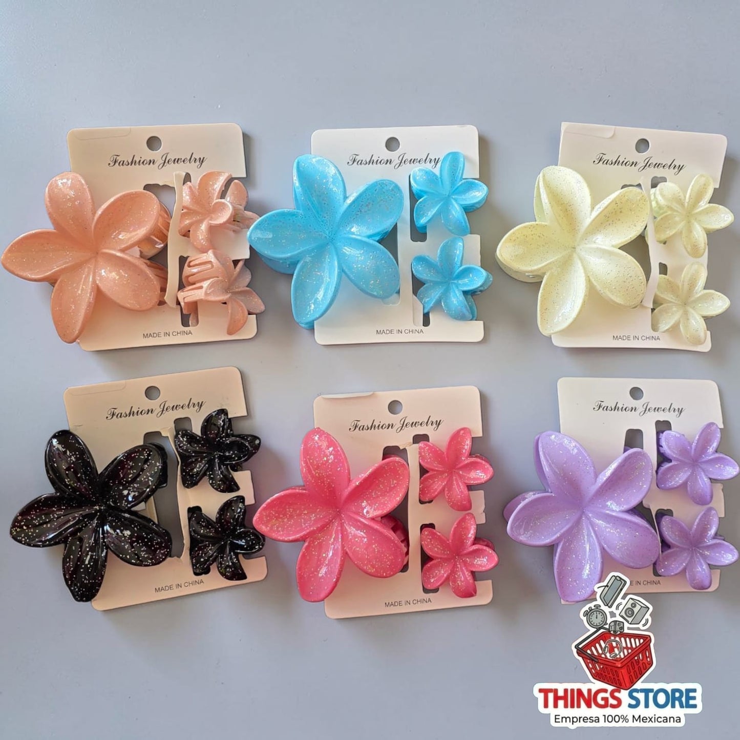 Set de 3 pinzas de flores
