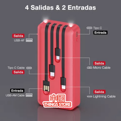 Batería portátil con cables 20000mAh