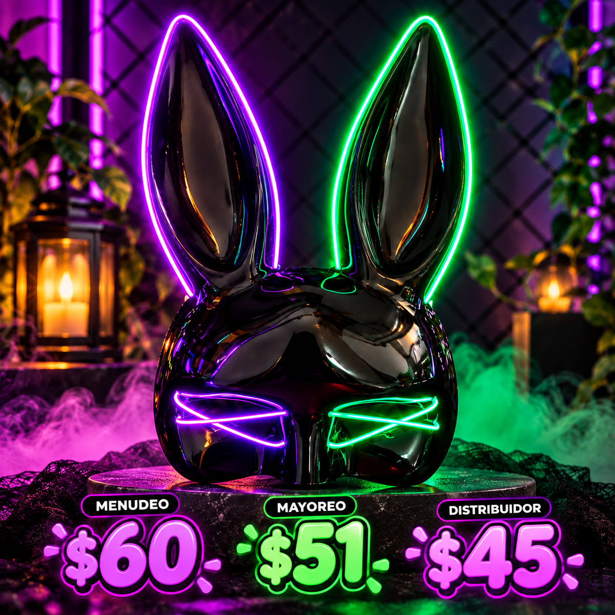 Máscara de conejo con luz 🐰